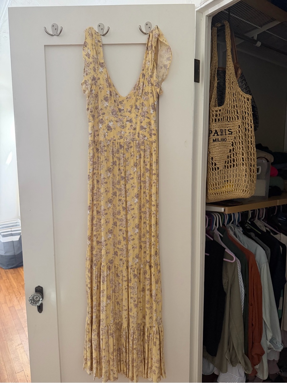 Auguste The Label Yellow Floral Maxi Dress with Ruffle Sleeves
